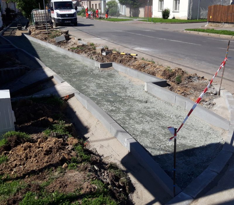 Moravský Žižkov - ul. Břeclavská, chodníky - I. Etapa